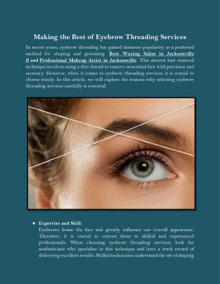 Making the Best of Eyebrow Threading Services