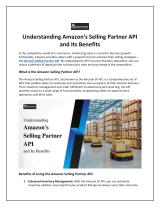 Understanding Amazon's Selling Partner API and Its Benefits