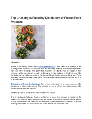 Top Challenges Faced by Distributors of Frozen Food Products