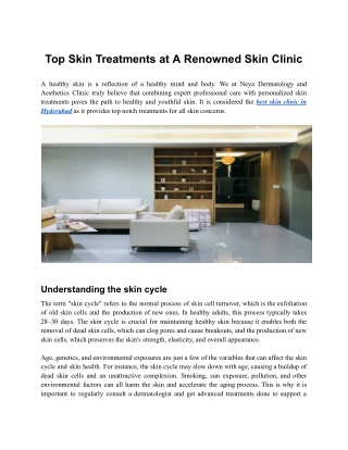 Top Skin Treatments at A Renowned Skin Clinic