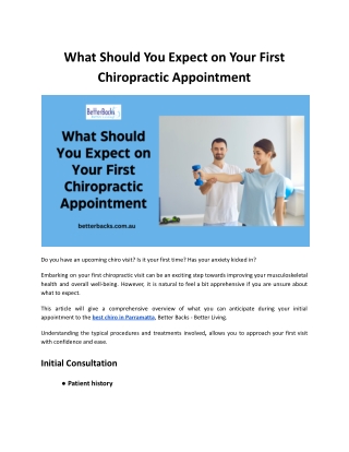 What Should You Expect on Your First Chiropractic Appointment