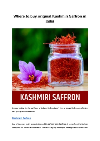 Where to buy original Kashmiri Saffron in India