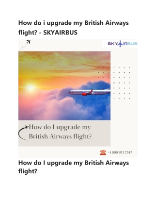 How do i upgrade my British Airways flight