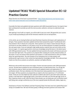 TX161 TExES Special Education EC–12