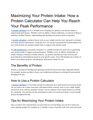 Maximizing Your Protein Intake_ How a Protein Calculator Can Help You Reach Your Peak Performance