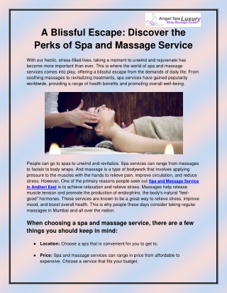 Massage Parlour in Andheri East