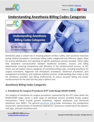 Understanding Anesthesia Billing Codes Categories