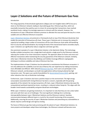 Layer-2 Solutions and the Future of Ethereum Gas Fees