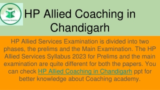 HP Allied Coaching in Chandigarh