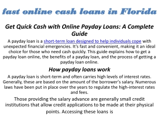 fast online cash loans in Florida