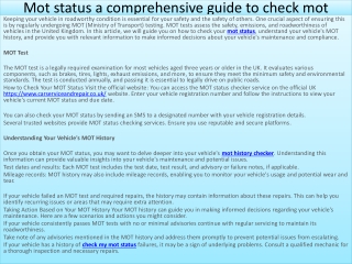 Mot status a comprehensive guide to check mot