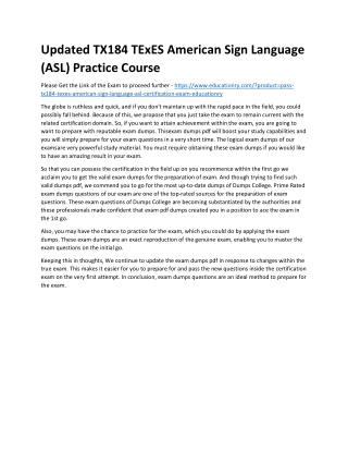 TX184 TExES American Sign Language (ASL)