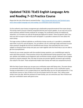 TX231 TExES English Language Arts and Reading 7–12