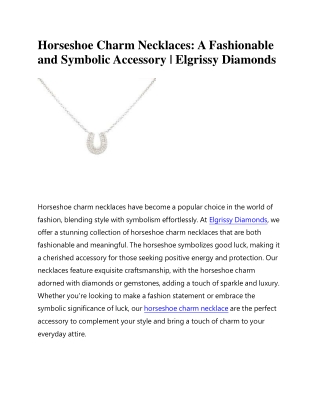 Horseshoe Charm Necklaces | Elgrissy Diamonds