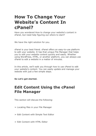 How to change you website content in cPanel