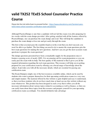 TX252 TExES School Counselor