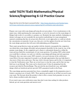 TX274 TExES Mathematics/Physical Science/Engineering 6–12