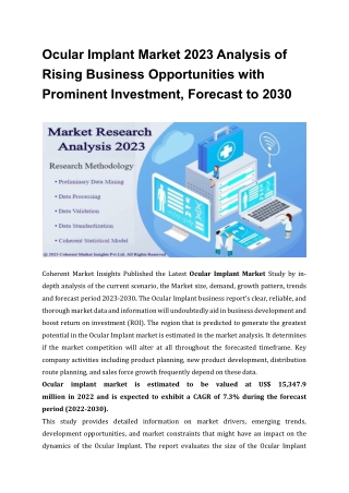 Ocular Implant Market See Incredible Growth 2023-2030