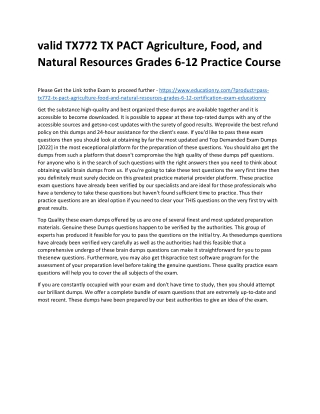 TX772 TX PACT Agriculture, Food, and Natural Resources Grades 6-12