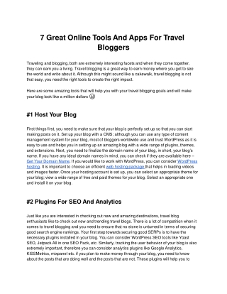 Online Tools For Travel Bloggers