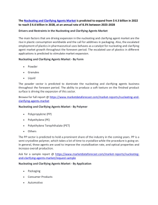 Nucleating and Clarifying Agents Market