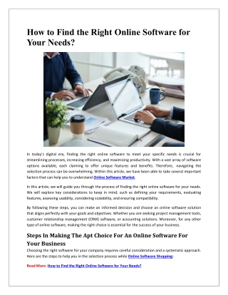 How to Find the Right Online Software for Your Needs