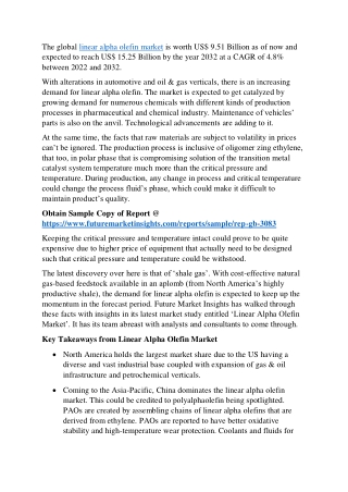 Linear Alpha Olefin Market Outlook: Future Trends and Projections