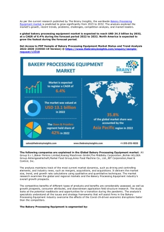 Bakery Processing Equipment Market