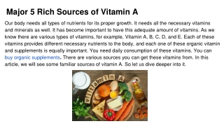 Major 5 Rich Sources of Vitamin A