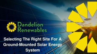 Selecting The Right Site For A Ground-Mounted Solar Energy System