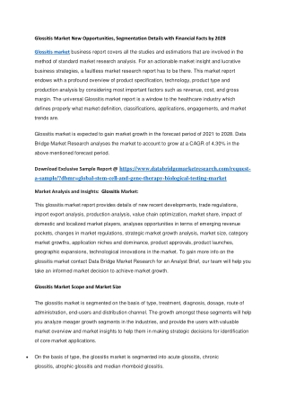 Glossitis Market New Opportunities, Segmentation Details with Financial Facts by 2028