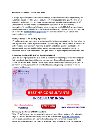 Best HR Consultants in Delhi and India