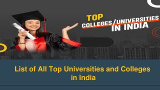 List of All Top Universities and Colleges in India