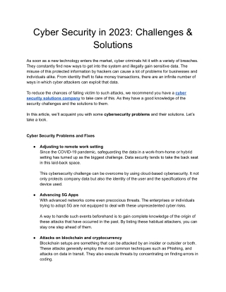 Cyber Security in 2023_ Challenges & Solutions