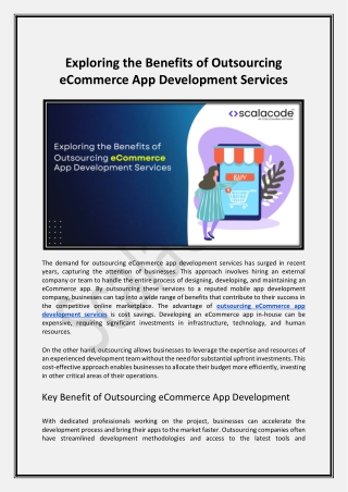 Exploring the Benefits of Outsourcing eCommerce App Development Services