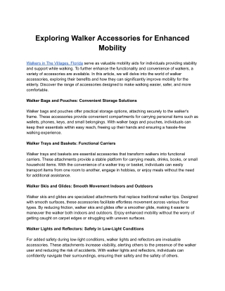 Exploring Walker Accessories for Enhanced Mobility