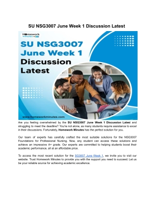 SU NSG3007 June Week 1 Discussion Latest