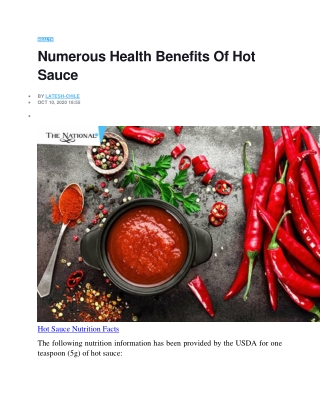Numerous Health Benefits Of Hot Sauce