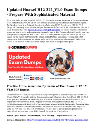 Necessary H12-321_V1.0 PDF Dumps for Best Scores