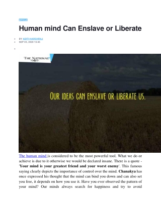 Human mind Can Enslave or Liberate
