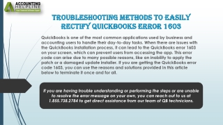 An easy guide to troubleshoot QuickBooks Error 1603