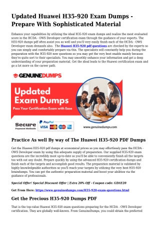H35-920 PDF Dumps - Huawei Certification Produced Easy