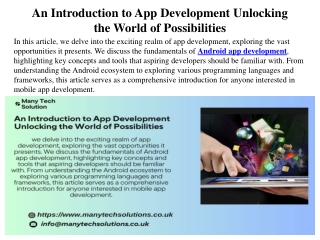 An Introduction to App Development Unlocking the World of Possibilities