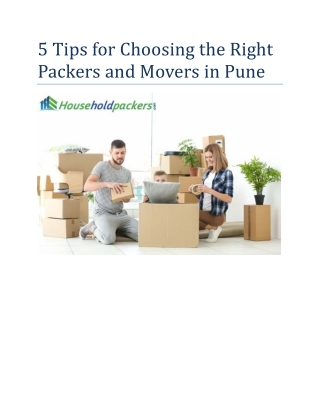 5 Tips for Choosing the Right Packers and Movers in Pune