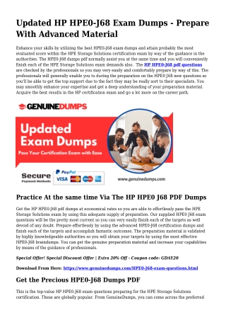 HPE0-J68 PDF Dumps For Most effective Exam Success