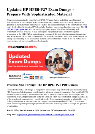 HPE0-P27 PDF Dumps The Ultimate Source For Preparation