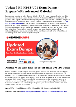 Necessary HPE3-U01 PDF Dumps for Best Scores