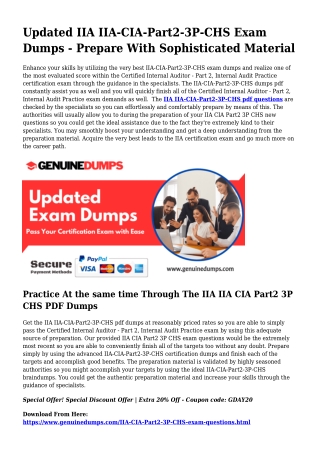 IIA-CIA-Part2-3P-CHS PDF Dumps To Quicken Your IIA Journey