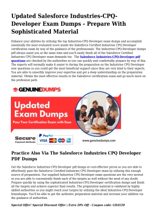 Industries-CPQ-Developer PDF Dumps - Salesforce Certification Created Quick