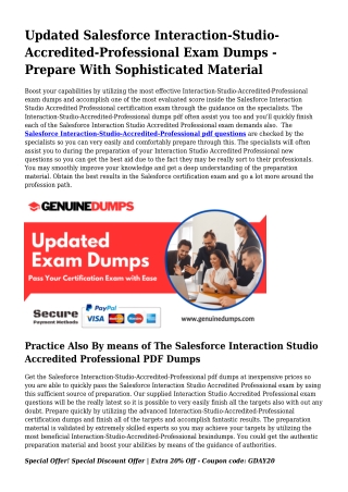 Interaction-Studio-Accredited-Professional PDF Dumps - Salesforce Certification